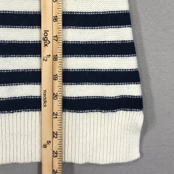 American Eagle Sweater Womens Medium Blue White Striped Pullover Knit Round Slit - Picture 11 of 12